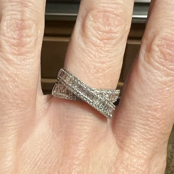Petite Diamond Crossover Ring - Picture 2 of 11